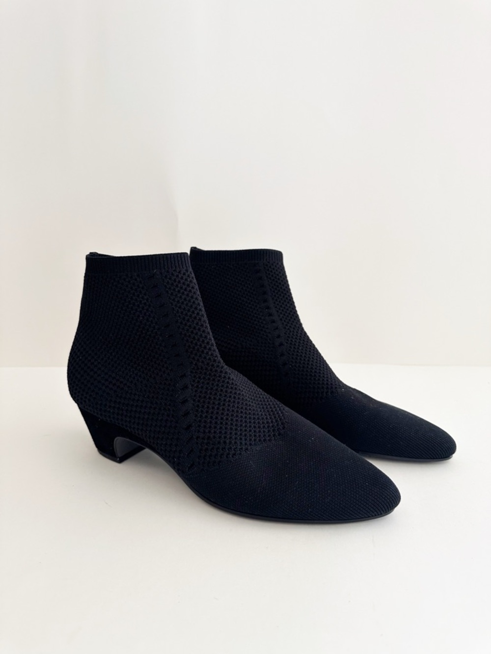 Eileen Fisher Black Purl Recycled Stretch Knit Bootie.